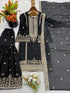 Black Pure Fendy Silk Elegant Salwar Suit - Side View | Samyak Fashion