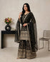 Black Pure Gmy Silk Elegant Salwar Suit - Back View | Samyak Fashion