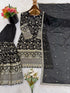 Black Pure Gmy Silk Elegant Salwar Suit - Side View | Samyak Fashion