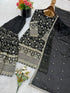 Black Pure Gmy Silk Elegant Salwar Suit - Detail View | Samyak Fashion