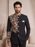 Black Pure Lachka Mens Men's Jodhpuri - Close-up View | Samyak Fashion