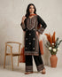 Black Rayon Cotton Elegant Salwar Suit - Back View | Samyak Fashion