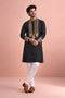 Black Rolex Silk Mens Kurta With Payjama - Front View | Samyak Fashion