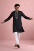 Black Rolex Silk Mens Kurta With Payjama - Side View | Samyak Fashion