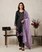 Black Roman Glass Silk Elegant Salwar Suit - Front View | Samyak Fashion