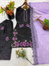 Black Roman Glass Silk Elegant Salwar Suit - Detail View | Samyak Fashion
