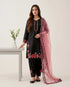 Black Roman Glass Silk Elegant Salwar Suit - Front View | Samyak Fashion