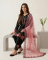 Black Roman Glass Silk Elegant Salwar Suit - Back View | Samyak Fashion