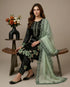 Black Roman Glass Silk Elegant Salwar Suit - Back View | Samyak Fashion