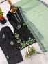 Black Roman Glass Silk Elegant Salwar Suit - Side View | Samyak Fashion