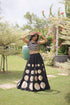 Black Roman Silk Lahenga Choli - Front View | Samyak Fashion