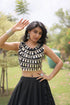 Black Roman Silk Lahenga Choli - Side View | Samyak Fashion