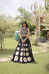 Black Roman Silk Lahenga Choli - Detail View | Samyak Fashion