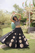 Black Roman Silk Lahenga Choli - Close-up View | Samyak Fashion