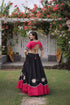 Black Roman Silk Lehenga Choli - Back View | Samyak Fashion
