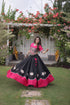 Black Roman Silk Lehenga Choli - Detail View | Samyak Fashion