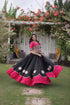 Black Roman Silk Lehenga Choli - Close-up View | Samyak Fashion