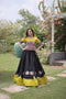 Black Roman Silk Lehenga Choli - Front View | Samyak Fashion