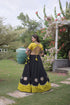 Black Roman Silk Lehenga Choli - Back View | Samyak Fashion