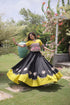 Black Roman Silk Lehenga Choli - Close-up View | Samyak Fashion