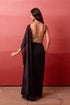 Black Satin Elegant Party Wear Ready To Wear Saree Collection With Blouse - Side View | Samyak Fashion