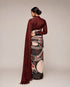 Black Satin Saree With Blouse - Side View | Samyak Fashion