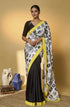Black Satin Saree With Blouse - Front View | Samyak Fashion