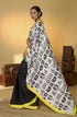Black Satin Saree With Blouse - Close-up View | Samyak Fashion