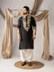 Black Silk Mens Kurta With Payjama - Front View | Samyak Fashion