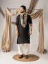 Black Silk Mens Kurta With Payjama - Front View | Samyak Fashion
