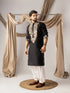 Black Silk Mens Kurta With Payjama - Detail View | Samyak Fashion