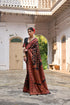 Black Soft Pashmina Silk Designer Function Wear Saree Collection With Blouse - Back View | Samyak Fashion