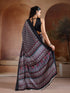 Black Soft Satin Georgette Elegant Party Wear Saree Collection With Blouse - Detail View | Samyak Fashion