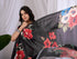 Black Soft Satin Georgette Saree With Blouse - Full View | Samyak Fashion