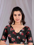 Black Soft Satin Georgette Saree With Blouse - Styled View | Samyak Fashion