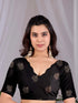 Black Soft Satin Georgette Saree With Blouse - Styled View | Samyak Fashion
