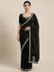 Black Space Silk Elegant Party Wear Saree Collection With Blouse - Front View | Samyak Fashion