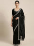 Black Space Silk Elegant Party Wear Saree Collection With Blouse - Front View | Samyak Fashion