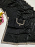 Black Space Silk Elegant Party Wear Saree Collection With Blouse - Detail View | Samyak Fashion