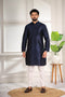 Blue Art Silk Mens Kurta With Payjama - Front View | Samyak Fashion