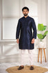 Blue Art Silk Mens Kurta With Payjama - Front View | Samyak Fashion
