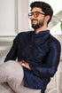Blue Art Silk Mens Kurta With Payjama - Close-up View | Samyak Fashion