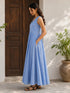 Blue Cotton Gown - Back View | Samyak Fashion