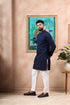 Blue Cotton Mens Kurta With Payjama - Detail View | Samyak Fashion