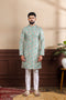 Blue Cotton Mens Kurta With Payjama - Front View | Samyak Fashion