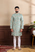Blue Cotton Mens Kurta With Payjama - Front View | Samyak Fashion
