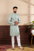 Blue Cotton Mens Kurta With Payjama - Detail View | Samyak Fashion