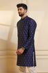 Blue Cotton Mens Kurta With Payjama - Close-up View | Samyak Fashion