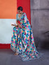 Blue Crepe Elegant Party Wear Saree Collection With Blouse - Side View | Samyak Fashion