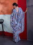 Blue Crepe Elegant Party Wear Saree Collection With Blouse - Detail View | Samyak Fashion